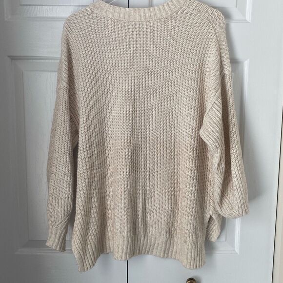 AE American Eagle Oversized Dreamspun Crew Neck Sweater‎ S Cream - Picture 4 of 5